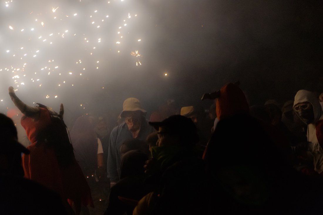 La Merce Correfoc Fire Run Devils with Fire on Via Laietana - by Ben Holbrook from DriftwoodJournals.com