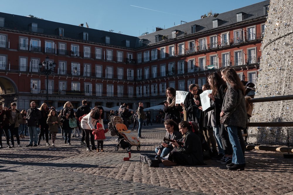 Street Performers Singing in Plaza Mayor, Madrid Street Photography Essay - by Ben Holbrook DriftwoodJournals.com-8949