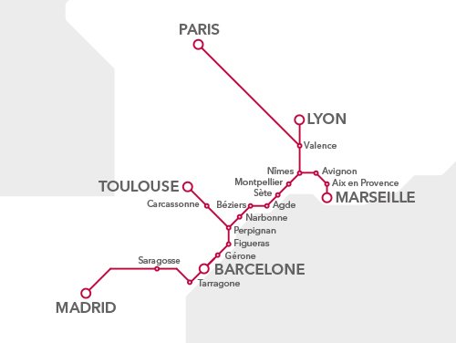RENFE SNCF Train Routes and Destinations in France and Spain