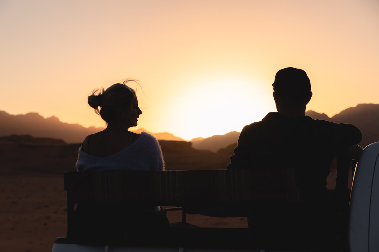 Sunset in Jordan's Wadi Rum desert - by Ben Holbrook from DriftwoodJournals.com.