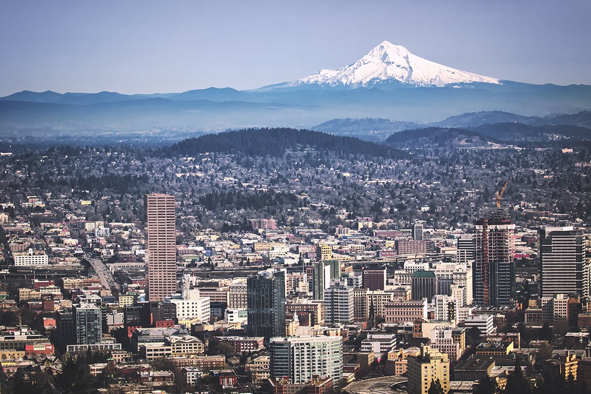 Portland, Oregon and Mount Hood from Pittock Mansion