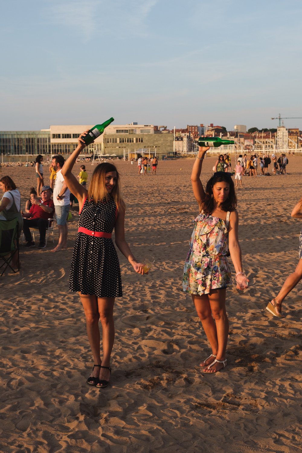 Sidra pouring world record at sunset in Gijon, Asturias, northern Spain by Ben Holbrook from DriftwoodJournals.com