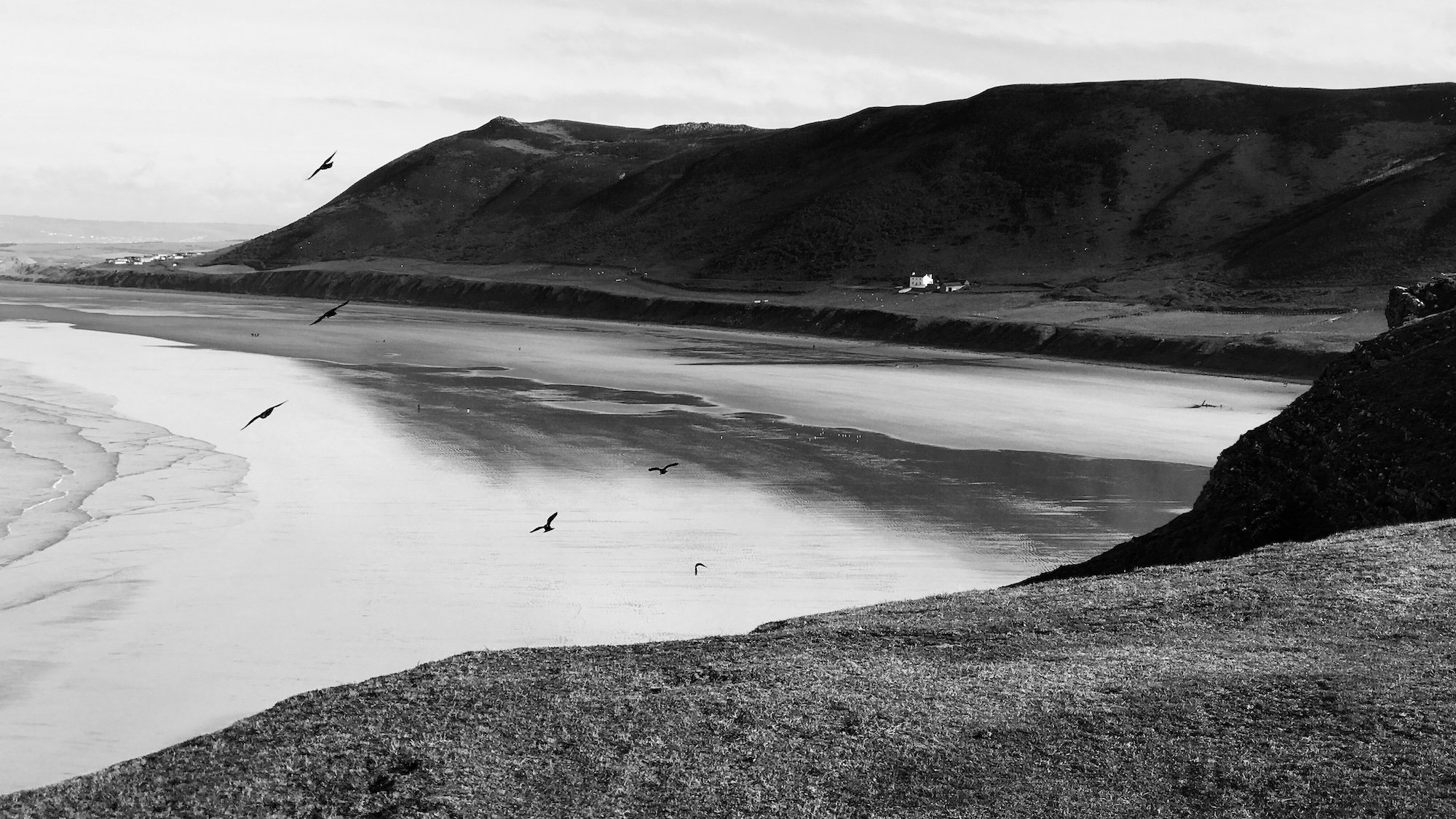 Rhossili Bay Beach Gower Peninsula Black and White Photographs - Copyright Ben Holbrook from DriftwoodJournals.com5