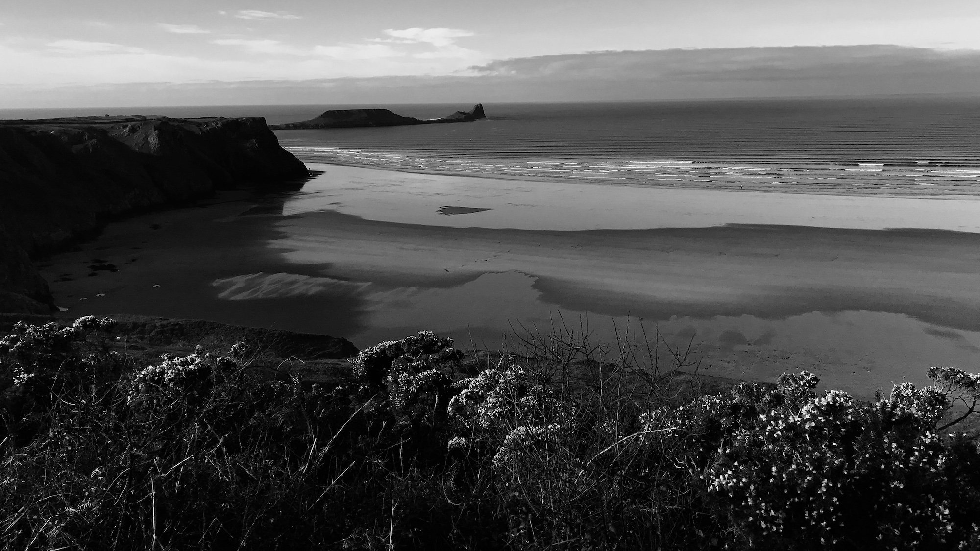 Rhossili Bay Beach Gower Peninsula Black and White Photographs - Copyright Ben Holbrook from DriftwoodJournals.com5