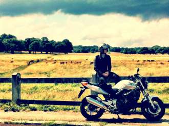 riding my honda motorcycle in richmond park, london