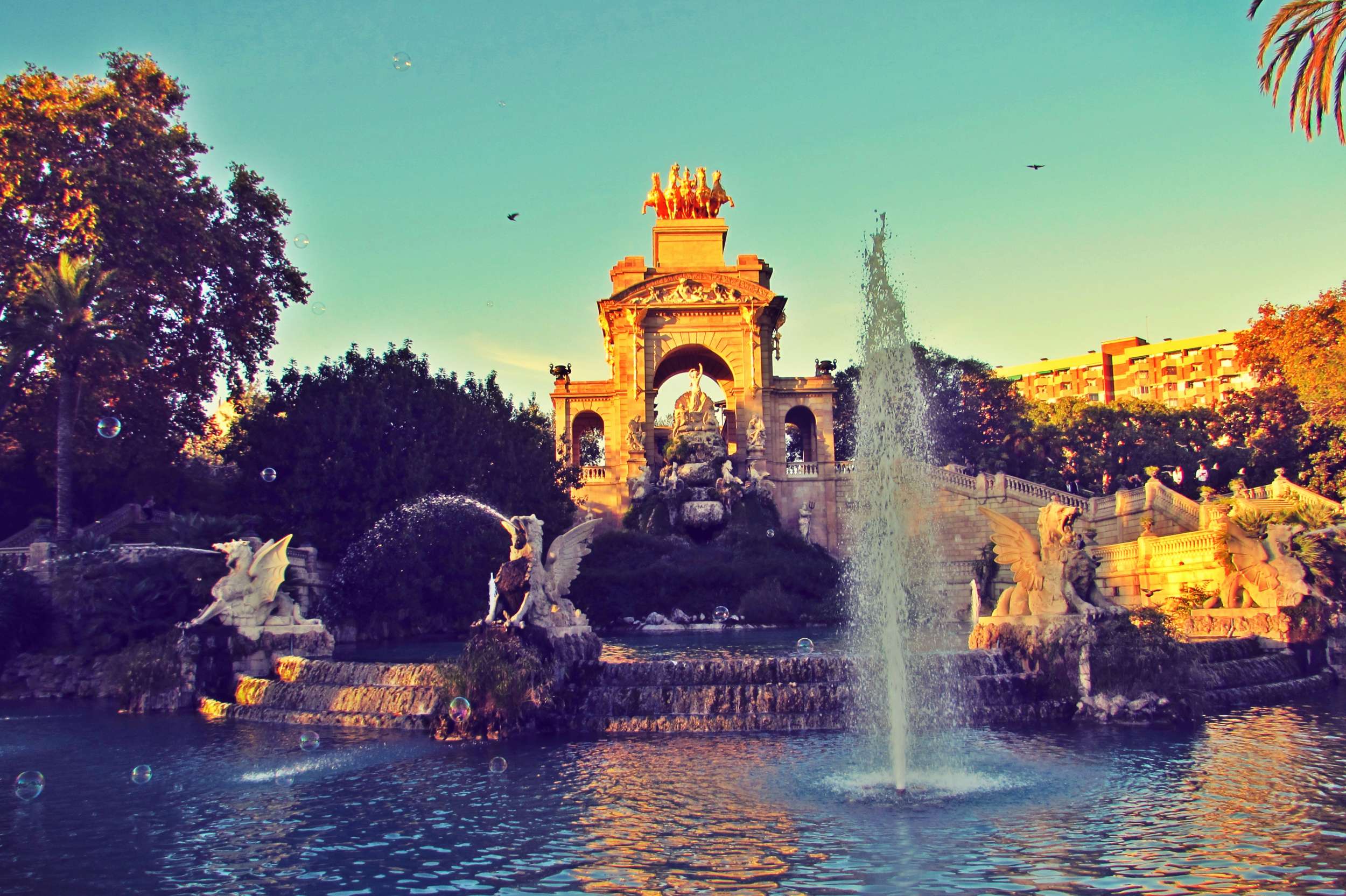 Water fountains in Parc de la Ciutadella in Barcelona