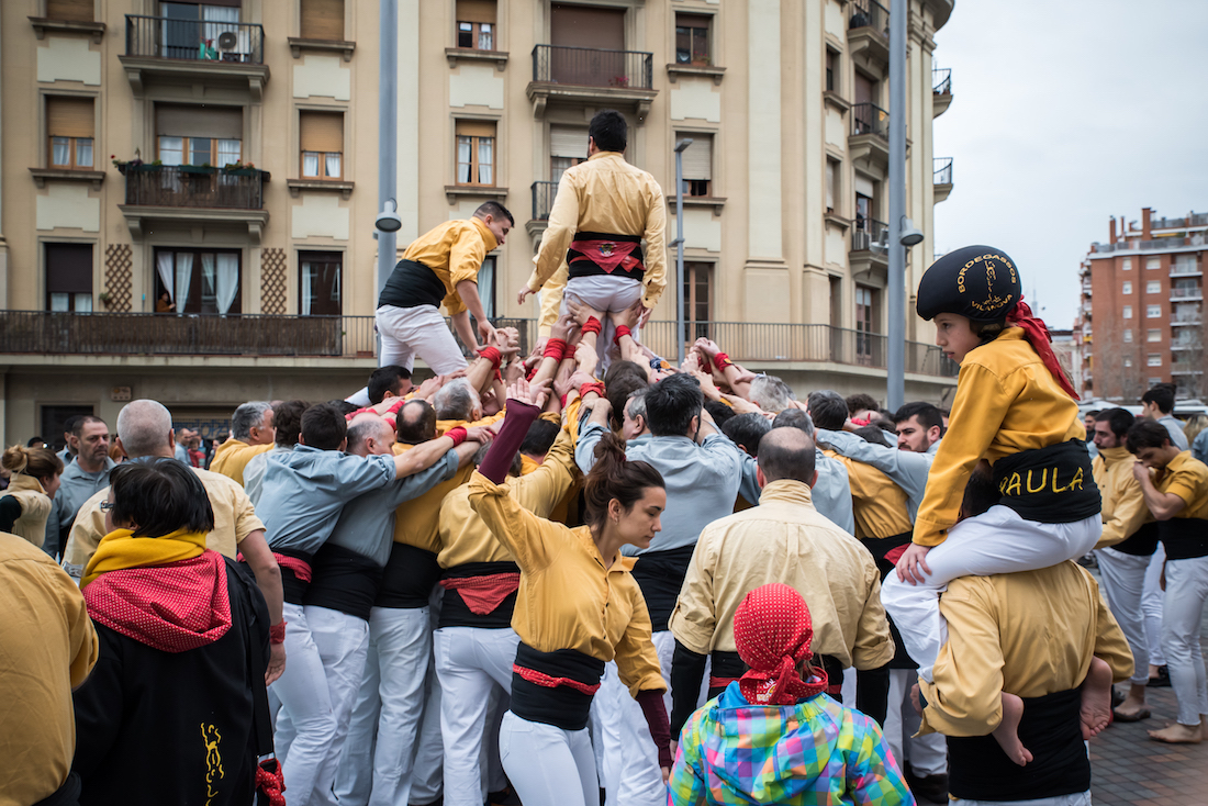 Catalan castellers (human towers) in Barcelona during La Merce- by Ben Holbrook Catalan castellers (human towers) in Barcelona during La Merce- by Ben Holbrook