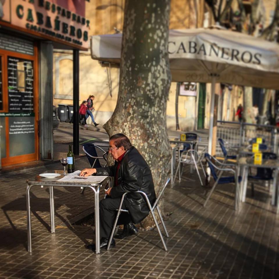Barcelona breakfast with wine at 8am - by Ben Holbrook