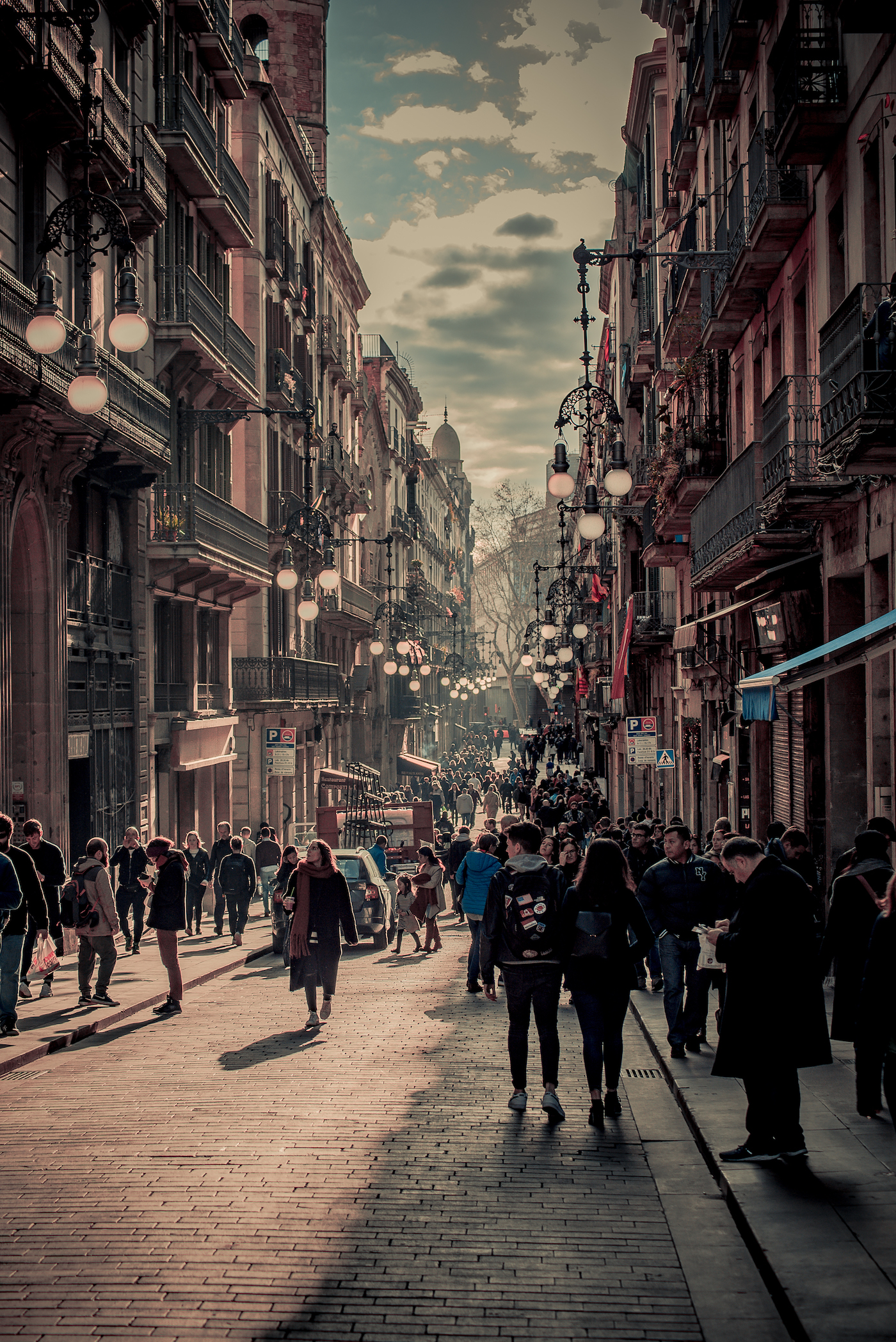 Life and light on Carrer Ferran in Barcelona's Gothic Quarter - by Ben Holbrook