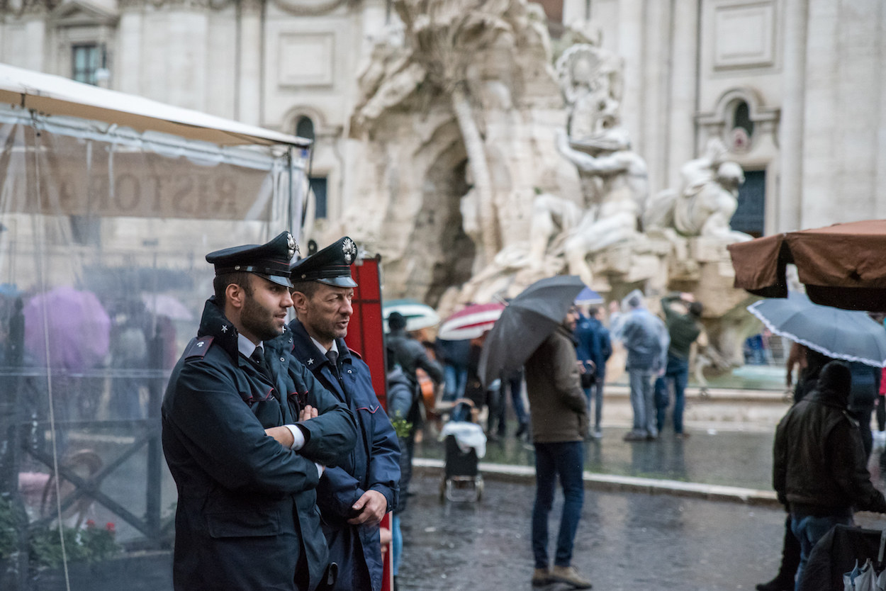 Italian Police in Piazza Navona, Rome, Italy