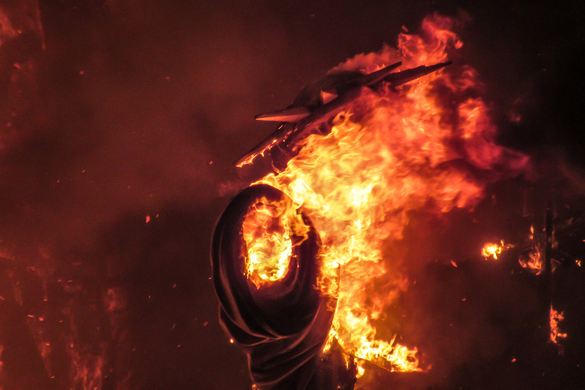 Burning ninots at Valencia's Las Fallas Festival ~ by Ben Holbrook