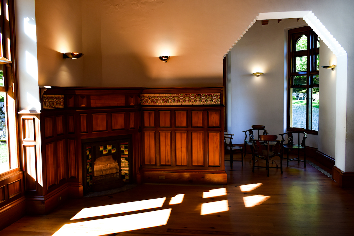 One of the many music rooms of Antoni Gaudi's El Capricho house. Antoni Gaudi's El Capricho house in Cantabria – inspired by sunflowers.
