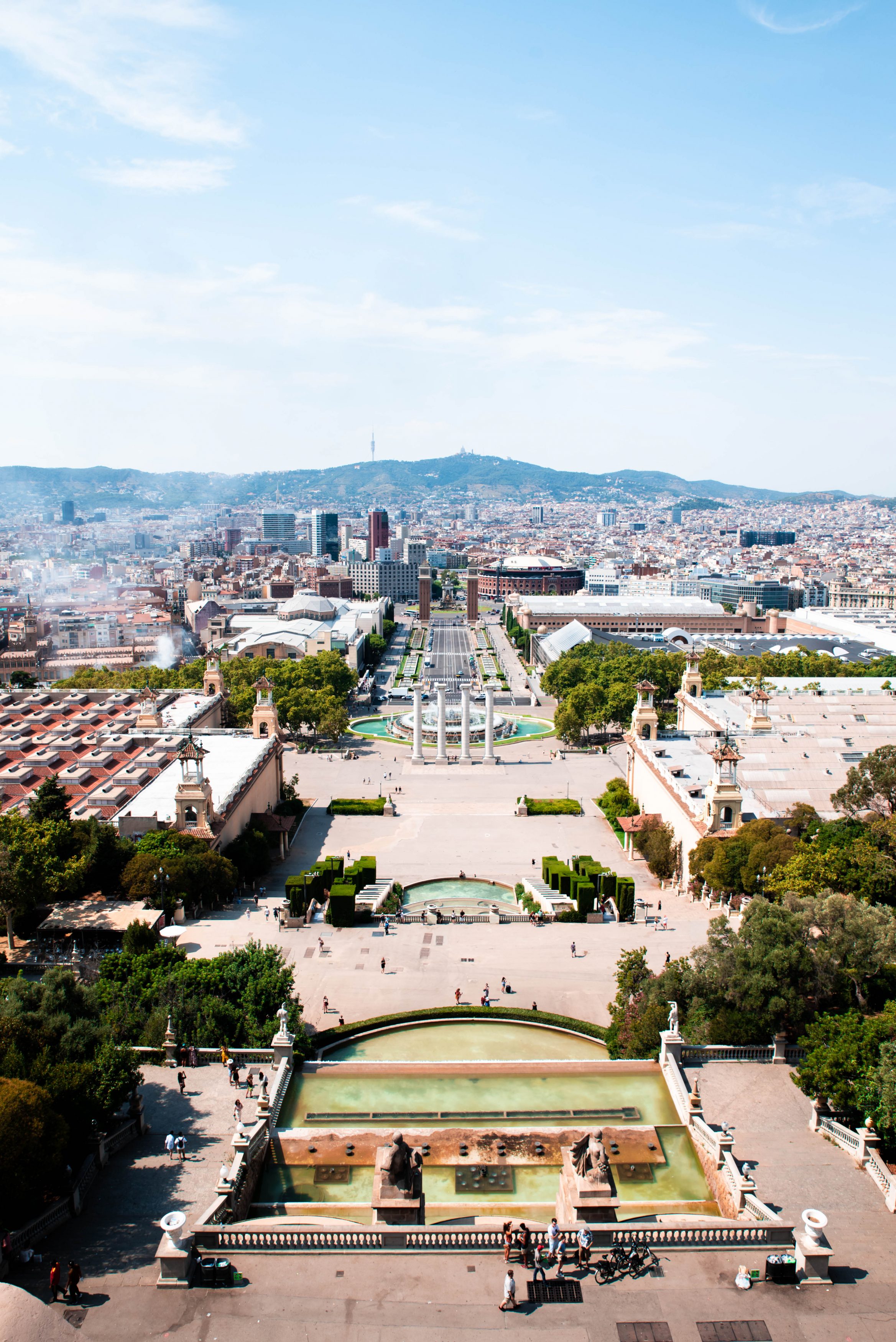 'Gala Salvador Dalí. A Room of One’s Own in Púbol' exhibition in Barcelona's MNAC museum. Rooftop terrace views from Barcelona's MNAC museum.