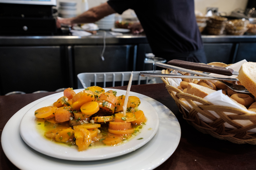Seville's traditional marinated carrots at Las Golondrinas 2 Tapas Bar in Triana, Seville - by Ben Holbrook from DriftwoodJournals.com