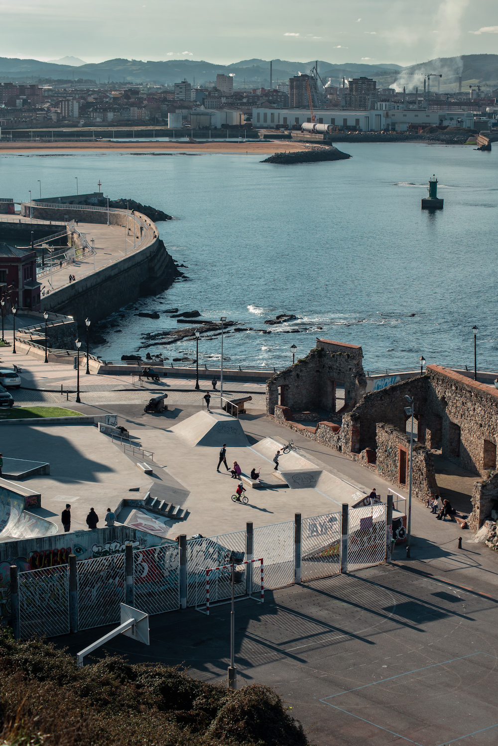 Gijon's skatepark - and industrial area. Gijon's skatepark - and industrial area.