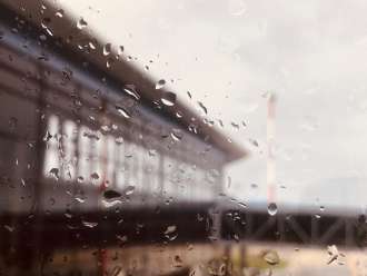 Oviedo/Asturias Airport in the rain - by Ben Holbrook from DriftwoodJournals.com