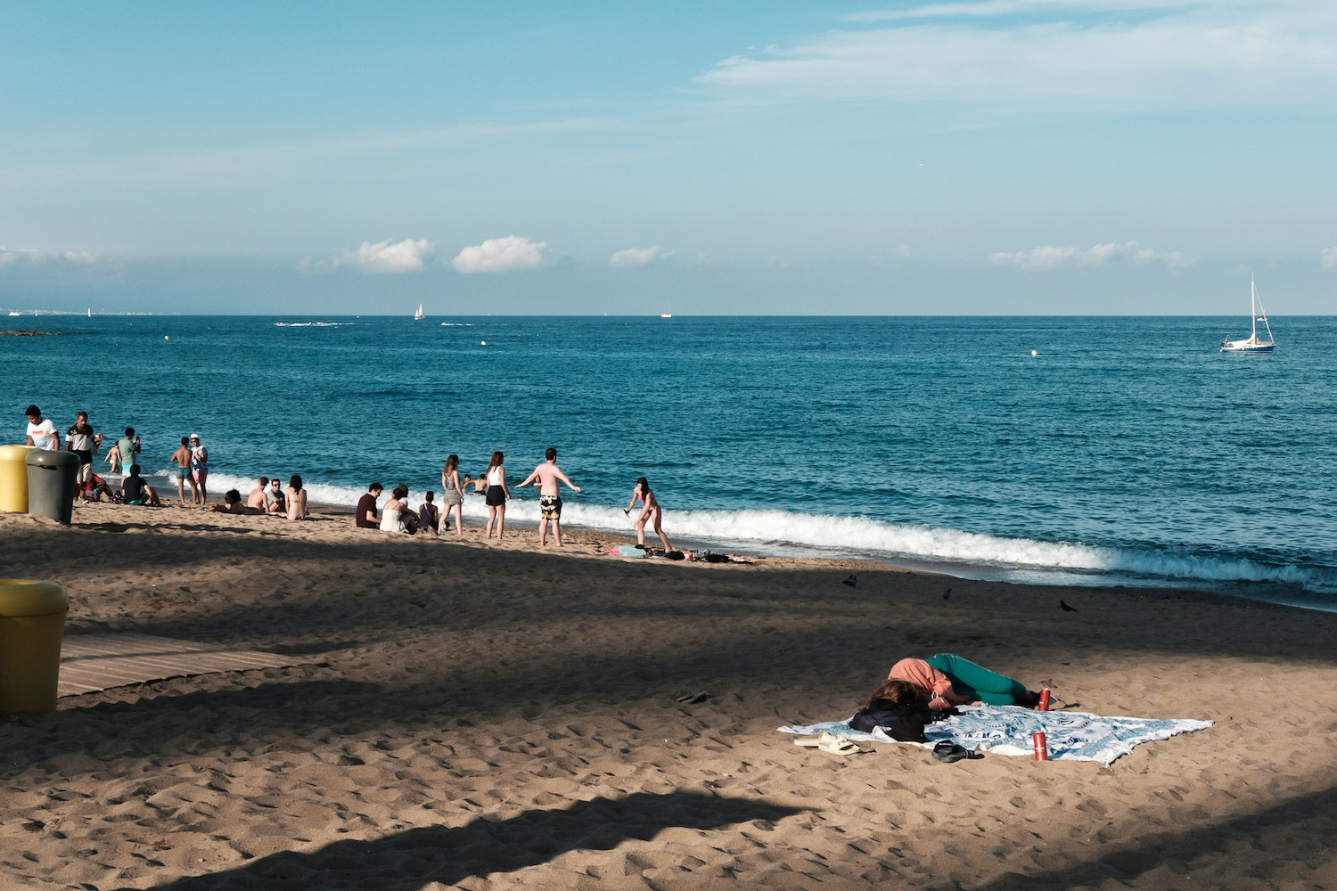 Beaches In Spain During Winter Cadiz, Spain February 9, 2019: People